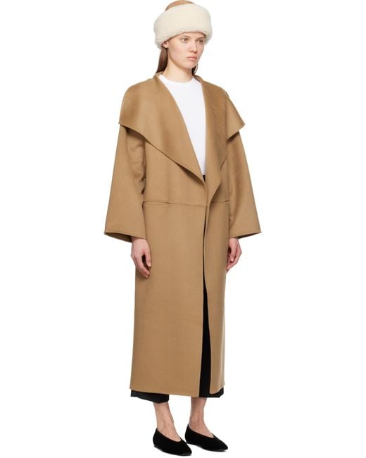 TOTEME Tan Signature Wool Cashmere Coat in Black | Lyst