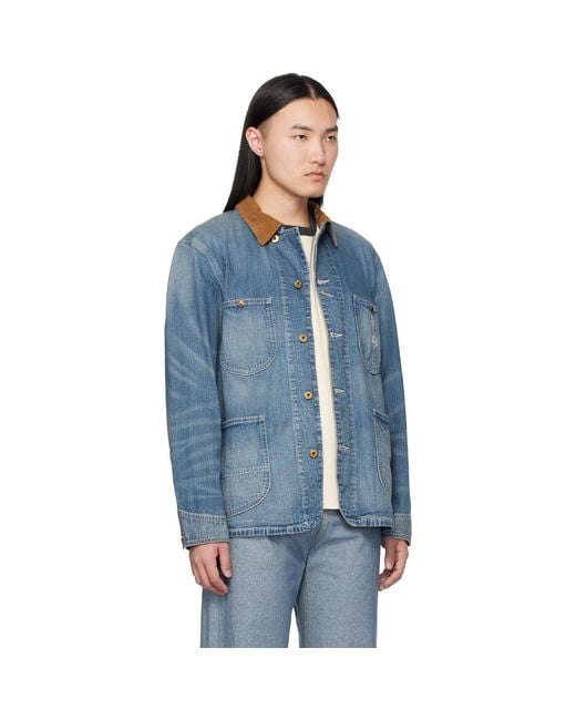 RRL Blue Corduroy-Collar Denim Jacket for men