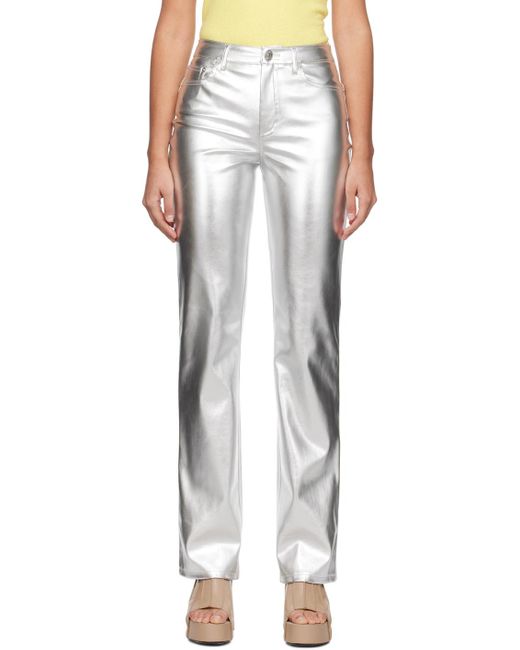 Staud Multicolor Silver Chisel Faux-leather Trousers