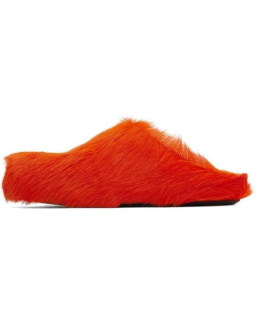 Marni Red Orange Fussbett Sabot Loafers
