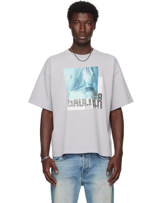 メンズ Jean Paul Gaultier グレー Printed Water オーバーサイズ Tシャツ Blue
