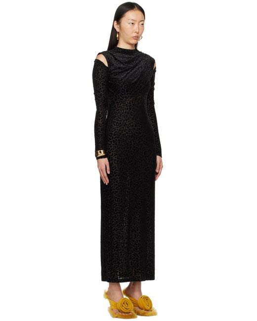 Puppets and Puppets Black Cold Shoulder Midi Dress
