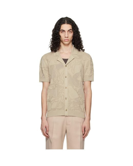 Boss Natural Knit Cotton Jacquard Shirt for men