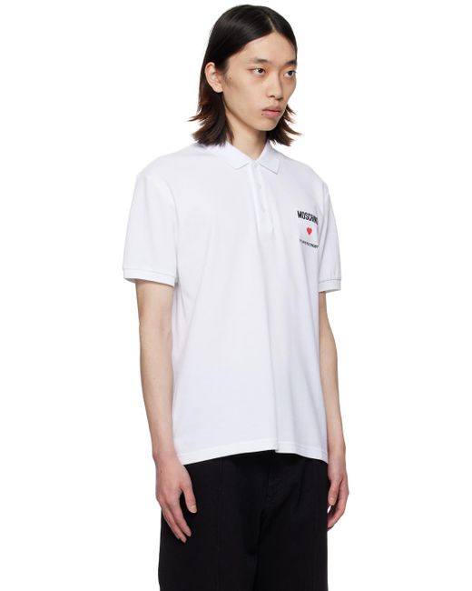 Moschino White 'in Love We Trust' Polo for men
