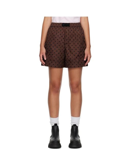 Ganni Brown Printed Flyweight Nylon Boxer Shorts