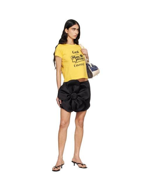 Marc Jacobs Black Satin Daisy Circle Miniskirt