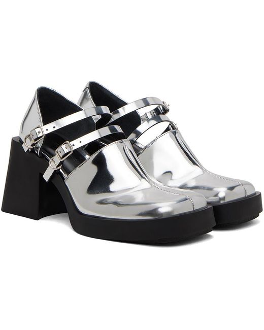 Chaussures charles ix à talon bottier jennie argentées Justine Clenquet en coloris Black