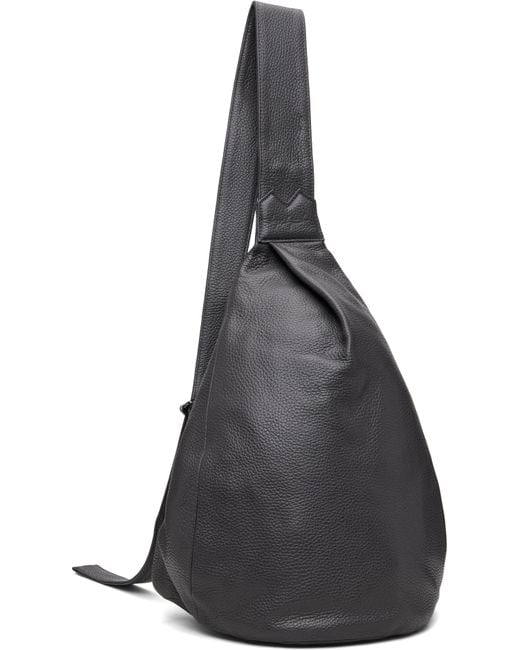 Yohji Yamamoto Black Tuck Sling Medium Bag