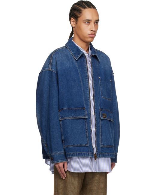 Blouson Bleu En Denim À Glissière Wooyoungmi pour homme en coloris Blue
