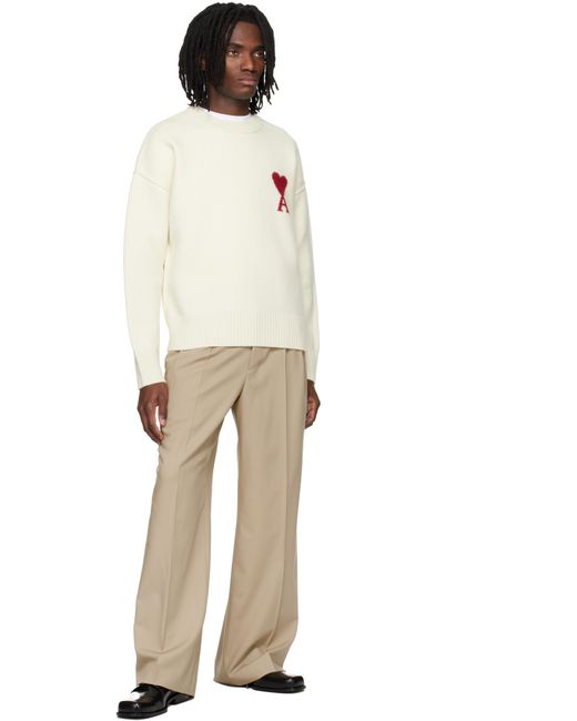 Ami Paris メンズ ナチュラル オフホワイト Contrasted Ami De Coeur 