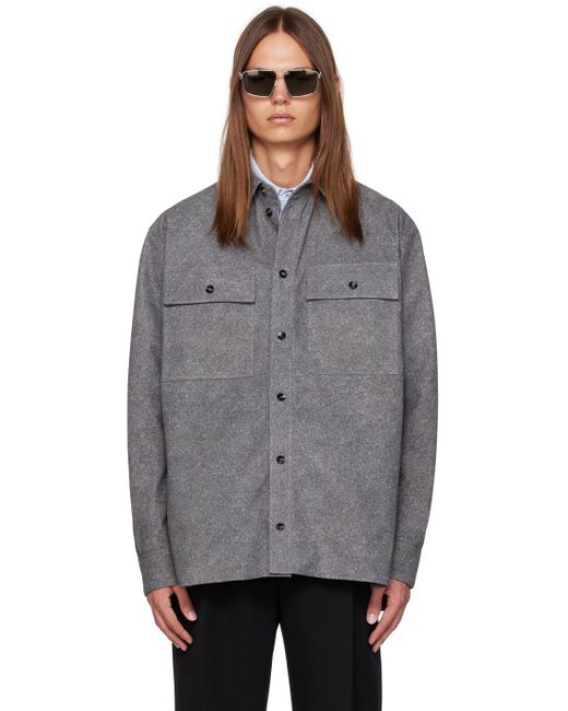 Bottega Veneta Gray Printed Leather Shirt for men