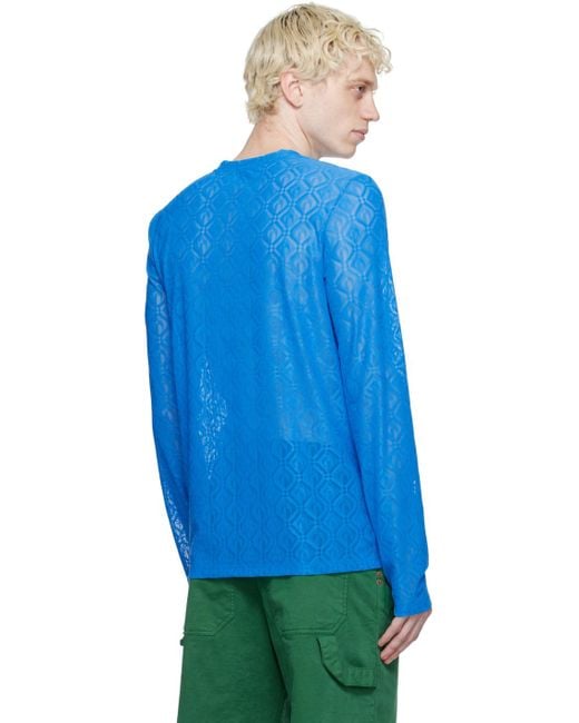 MARINE SERRE Ssense Exclusive Blue Long Sleeve T-shirt for men