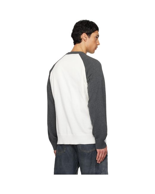 we11done White Teddy Raglan Sweater for men