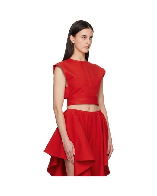 Alaïa Red Belted Cotton Top