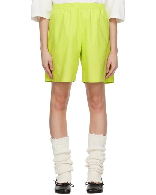 MM6 by Maison Martin Margiela Yellow Green Embroidered Shorts