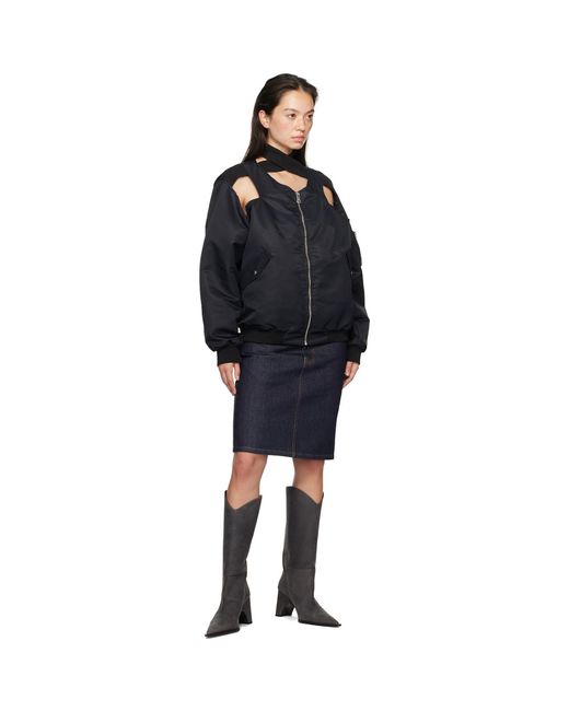 Coperni Black Hybrid Denim Midi Skirt
