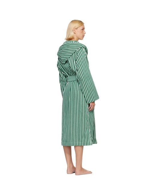 Tekla Green Terry Hooded Bathrobe