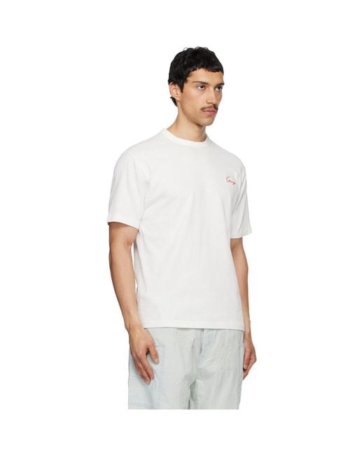 KENZO White Off- Paris Archive Rose' Embroidered T-Shirt for men