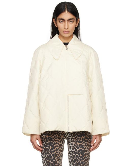 Ganni Natural Off-white Quilt Jacket
