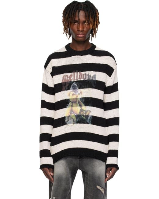 we11done Black Punk Teddy Striped Sweater for men