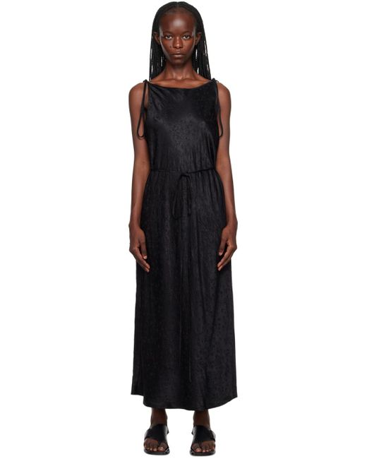 Song For The Mute Black Tied Wrap Midi Dress