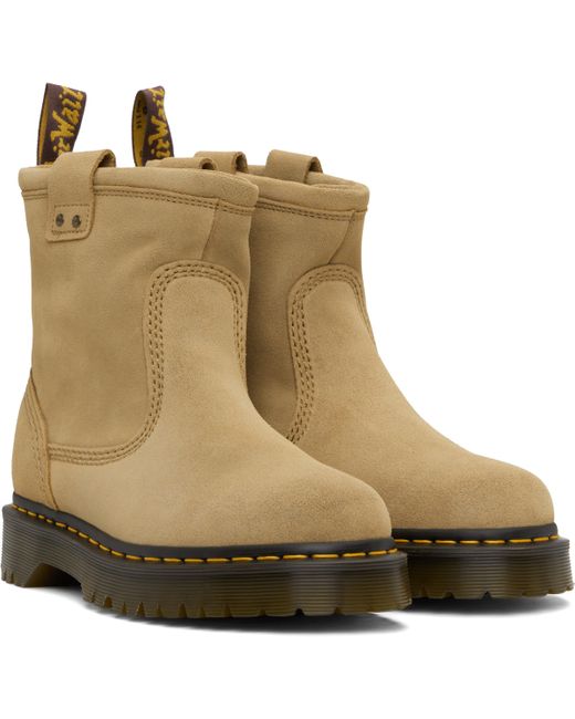 Dr. Martens Green Tan Anistone Lo Suede Biker Boots for men