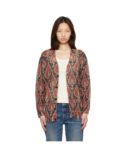 R13 Brown Printed Boyfriend Cardigan