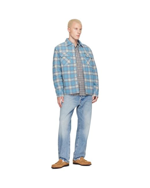 Polo Ralph Lauren Blue Felted Wool Collared Overshirt for men