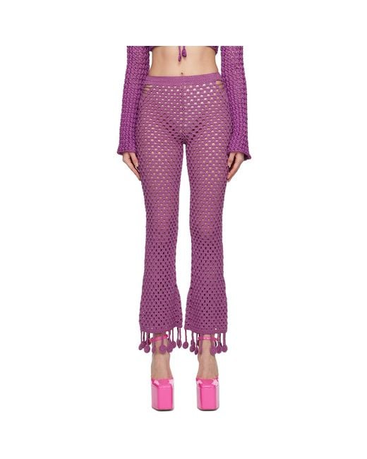 Moschino Purple Crocheted Casual Pants