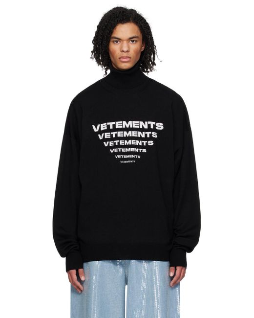 Vetements Black Jacquard Sweater for men
