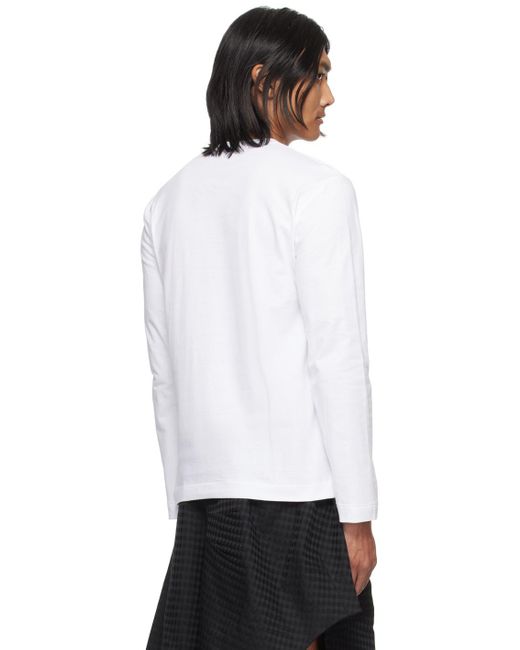 COMME DES GARÇONS PLAY White Comme Des Garçons Play Heart Patch Long Sleeve T-shirt for men