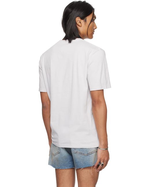 T-shirt gris à ornement blanc cousu Maison Margiela pour homme en coloris White