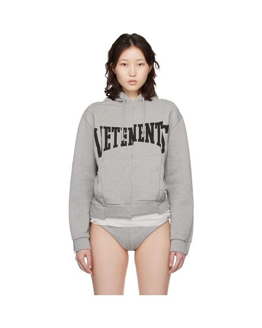Vetements Black Cut Up Logo Fitted Hoodie