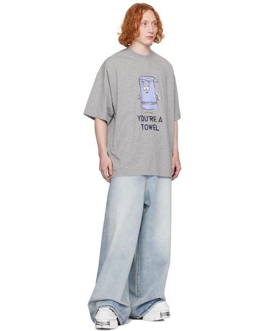 【VETEMENTS】グレー You're a Towel オーバーサイズ Tシャツ Gray 'You're a Towel' Oversized T-shirt by VETEMENTS on Sale