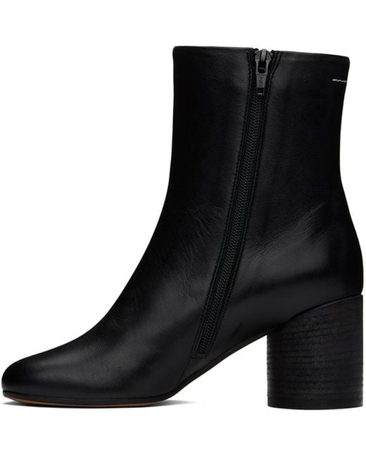 MM6 by Maison Martin Margiela Black Anatomic Ankle Boots