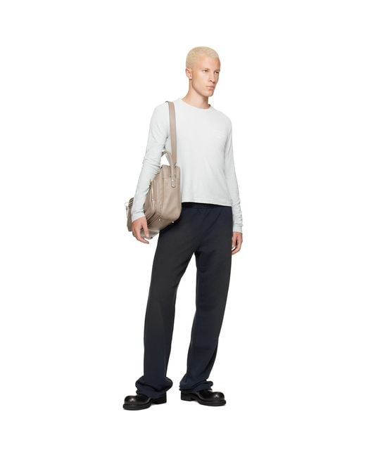Acne Blue Fleece Stamp Logo Trousers for men