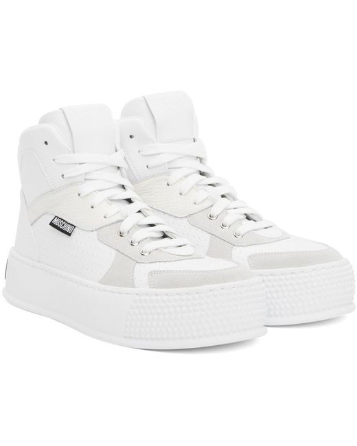 Moschino Black White Bumps & Stripes High-top Sneakers for men