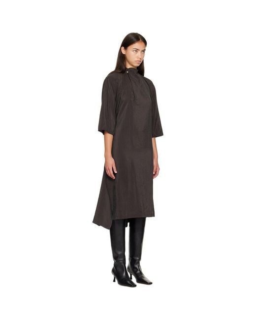 Lemaire Black Soft Collar Midi Dress