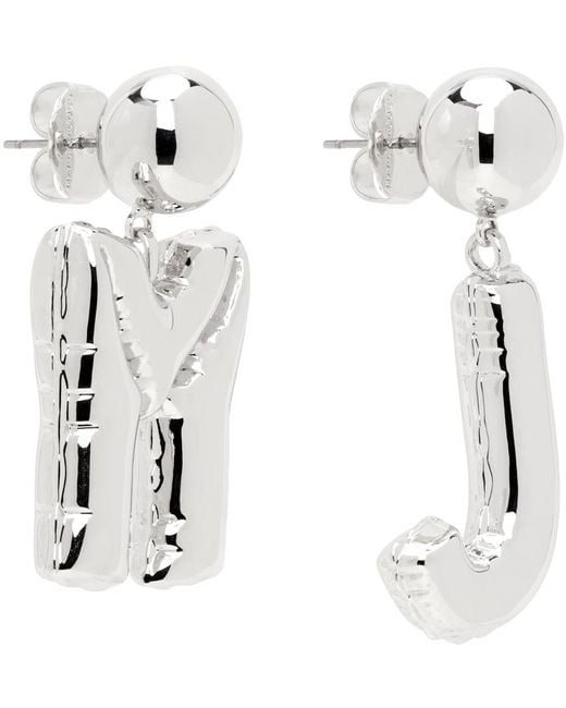 Marc Jacobs White Silver 'the Mj Balloon' Earrings