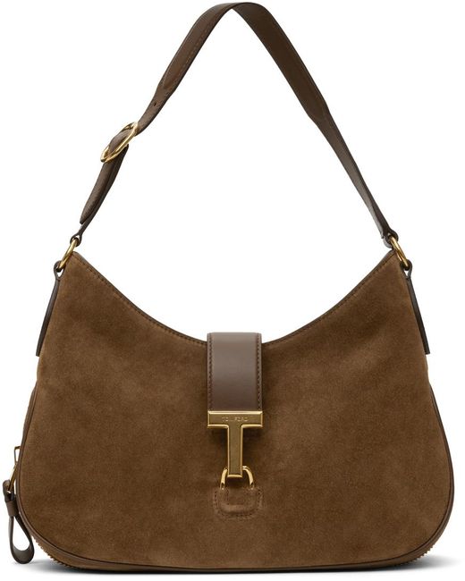 Tom Ford Brown Suede & Leather Monarch Medium Bag