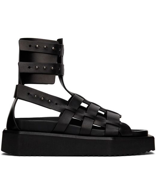 Rick Owens Leather Turbo Cyclop Sandals in Black for Men | Lyst