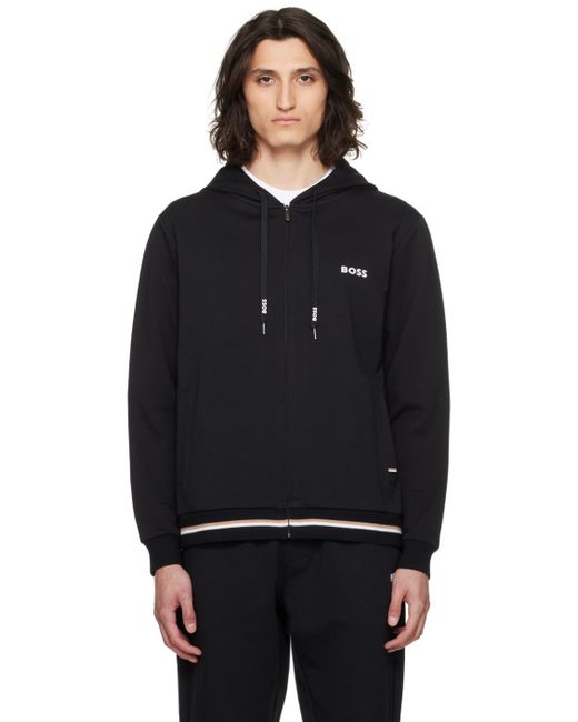 Boss Black Embroidered Hoodie for men