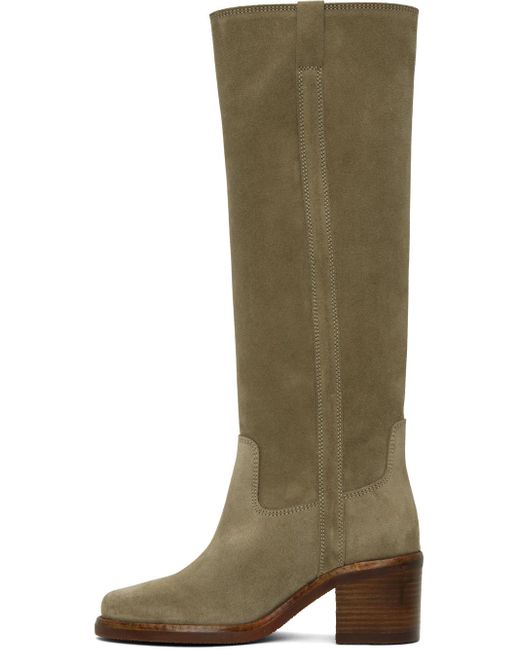 Isabel Marant Green Taupe Seenia Tall Boots