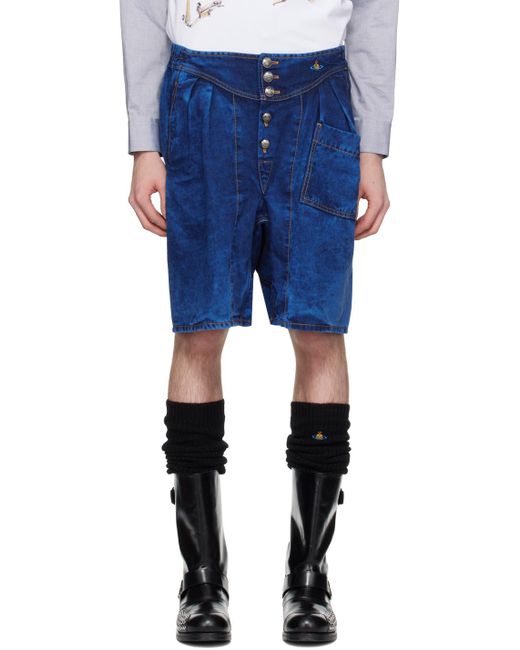 Vivienne Westwood Blue Bleached Shorts for men