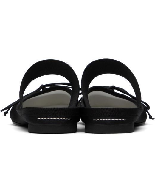 MM6 by Maison Martin Margiela Black Satin Anatomic Logo Ballerina Slippers
