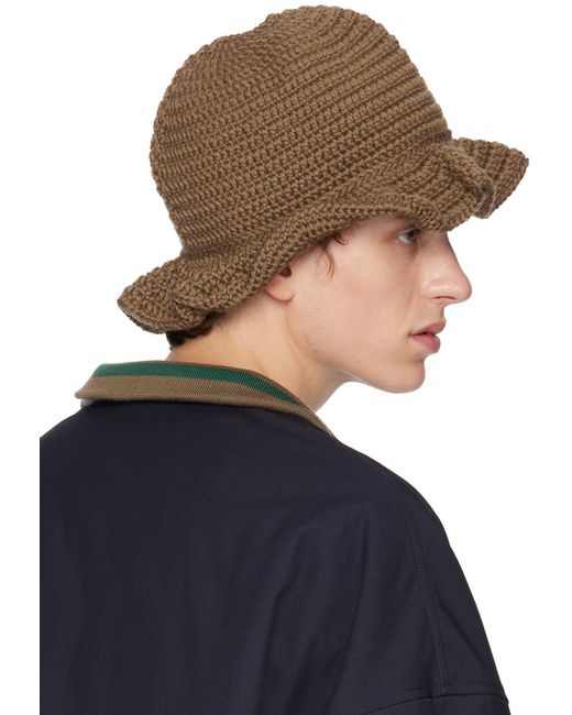 Kolor Blue Taupe Ruffled Bucket Hat for men