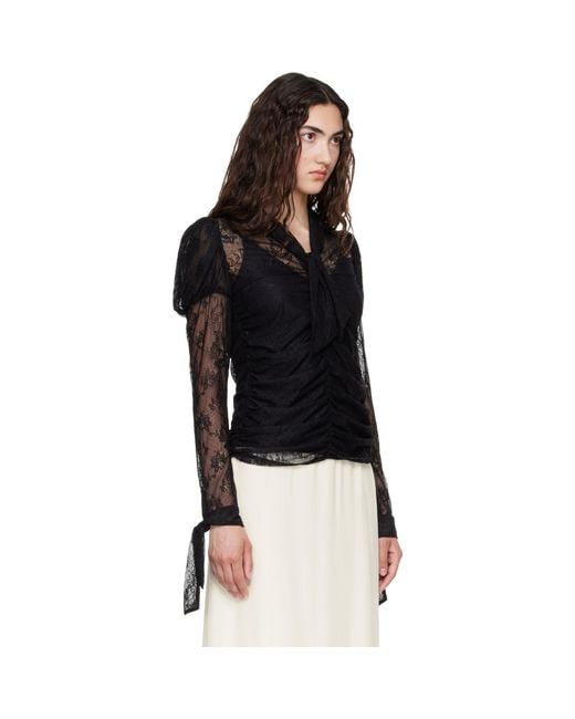 Anna Sui Black Long Sleeve Blouse