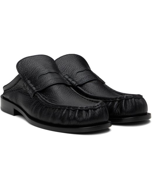 Dries Van Noten Black Leather Slip-On Loafers for men