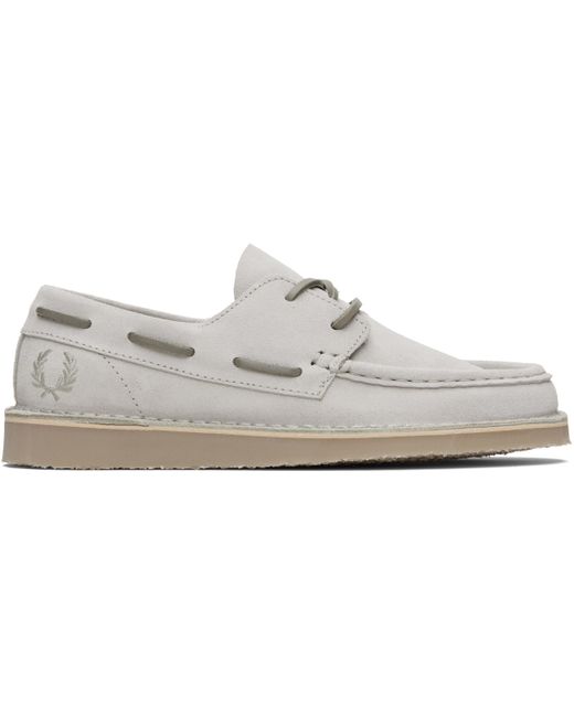 Fred Perry Black Taupe Meaden Suede Boat Shoes for men
