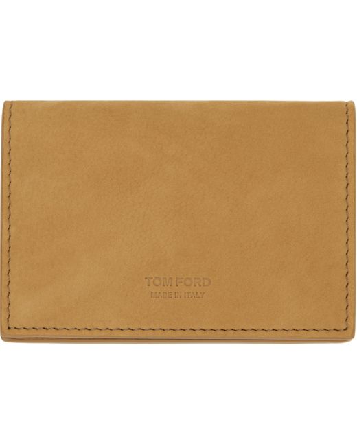 Tom Ford Black Tan Nubuck T Line Business Card Holder for men